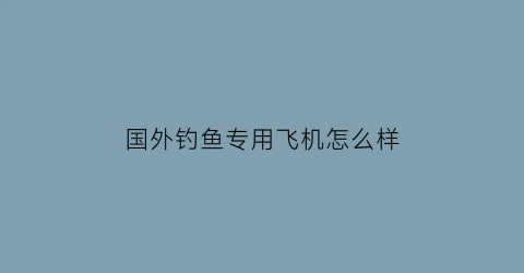 “国外钓鱼专用飞机怎么样(国外钓法)