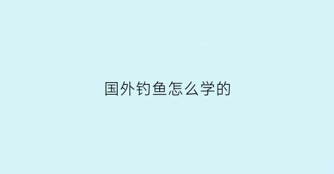 国外钓鱼怎么学的