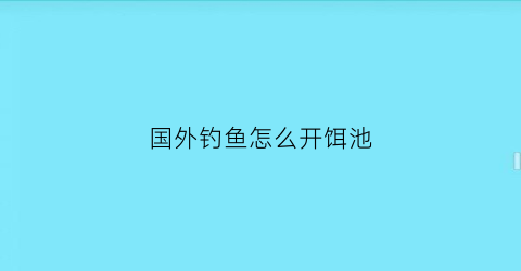 “国外钓鱼怎么开饵池(外国专业钓鱼视频)