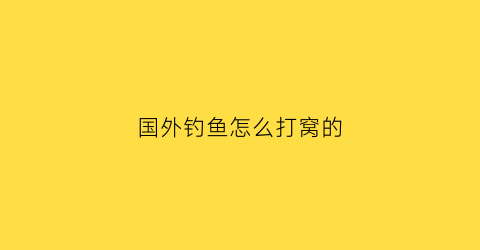 “国外钓鱼怎么打窝的(国外钓鱼怎么打窝的视频)