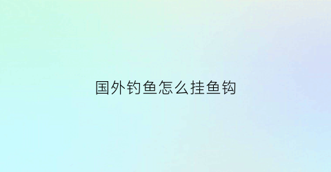 国外钓鱼怎么挂鱼钩(国外钓鱼怎么挂鱼钩视频)