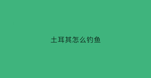 土耳其怎么钓鱼(土耳其钓鱼需要什么手续)