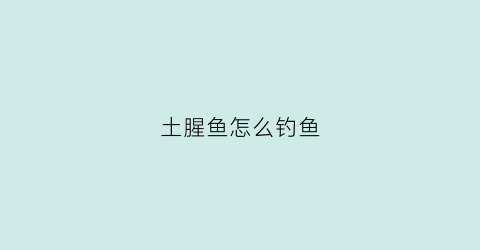 土腥鱼怎么钓鱼(土腥鱼怎么钓鱼视频)