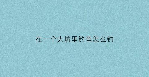 在一个大坑里钓鱼怎么钓(坑里钓鱼技巧)