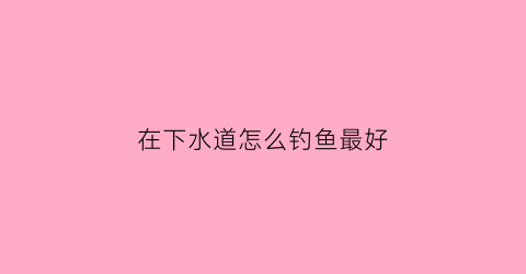 “在下水道怎么钓鱼最好(下水钓鱼技巧)