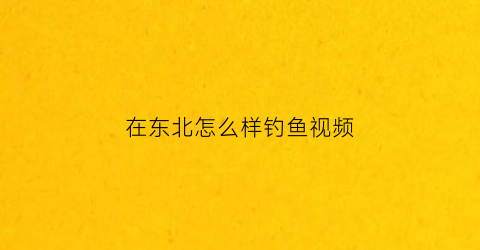 “在东北怎么样钓鱼视频(东北钓鱼视频野钓实战大鱼)