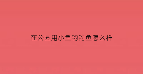 “在公园用小鱼钩钓鱼怎么样(公园钓小鱼用什么饵料比较好)