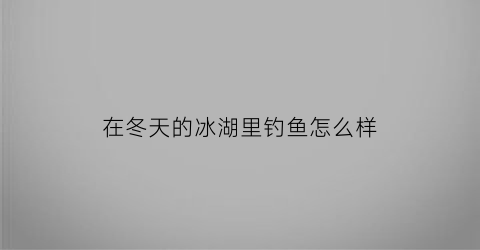 在冬天的冰湖里钓鱼怎么样(冬天在冰湖上捕鱼)