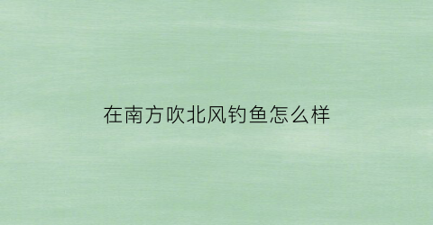 在南方吹北风钓鱼怎么样