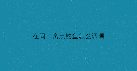 在同一窝点钓鱼怎么调漂(野钓每天在同一个点打窝)
