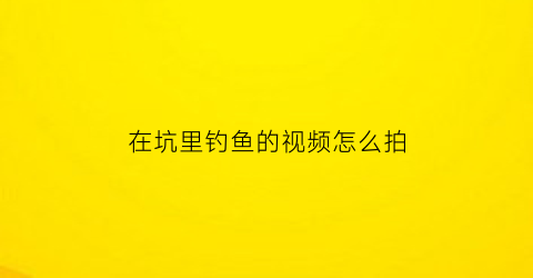 在坑里钓鱼的视频怎么拍(在坑里钓鱼的视频怎么拍摄)