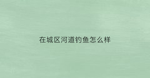 “在城区河道钓鱼怎么样(市区河里钓鱼)