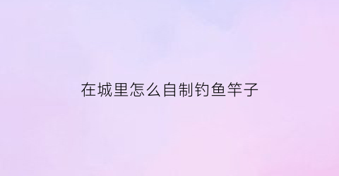 在城里怎么自制钓鱼竿子(自己怎么制作钓鱼竿)
