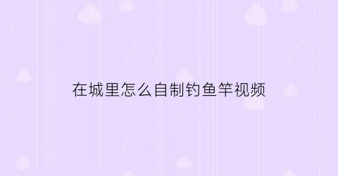 在城里怎么自制钓鱼竿视频(自制钓鱼竿怎么做)