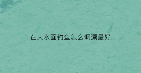 “在大水面钓鱼怎么调漂最好(在大水面钓鱼怎么调漂最好用)