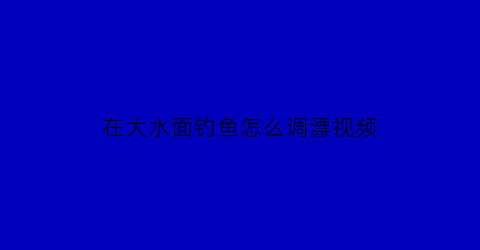 “在大水面钓鱼怎么调漂视频(在大水面钓鱼怎么调漂视频讲解)