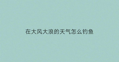 在大风大浪的天气怎么钓鱼(大风大浪应该钓哪里)