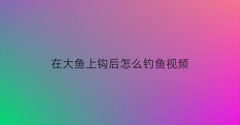 在大鱼上钩后怎么钓鱼视频(在大鱼上钩后怎么钓鱼视频讲解)