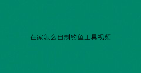 在家怎么自制钓鱼工具视频(自制钓鱼各类钓鱼工具)
