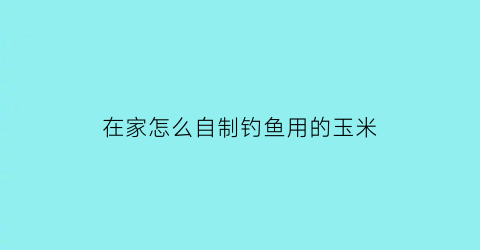 “在家怎么自制钓鱼用的玉米(在家怎么自制钓鱼用的玉米棒子)