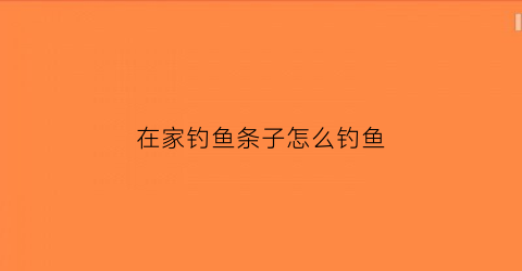 在家钓鱼条子怎么钓鱼