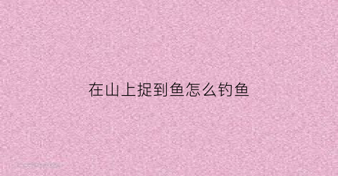 在山上捉到鱼怎么钓鱼(深山里钓鱼)