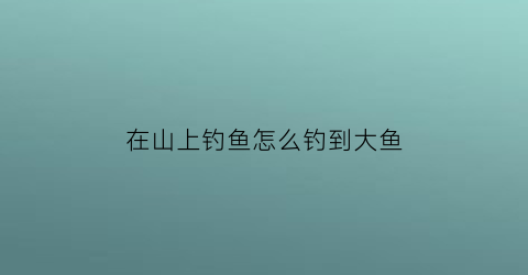 在山上钓鱼怎么钓到大鱼