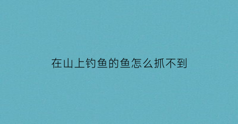 在山上钓鱼的鱼怎么抓不到(山里可以钓鱼吗)