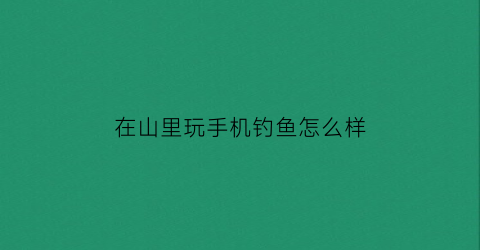在山里玩手机钓鱼怎么样(在大山里手机没网怎么办)