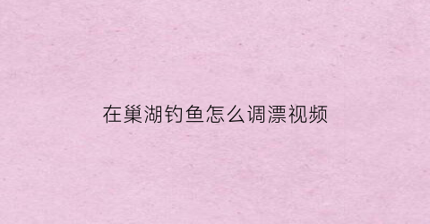 在巢湖钓鱼怎么调漂视频(巢湖钓鱼钓点哪里最好)
