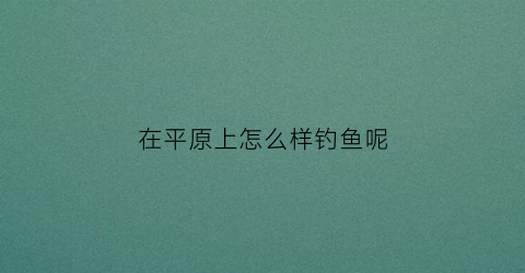 “在平原上怎么样钓鱼呢(在平原上怎么样钓鱼呢图片)