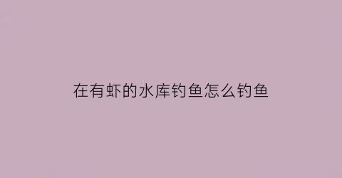 “在有虾的水库钓鱼怎么钓鱼(在有虾的水库钓鱼怎么钓鱼视频)