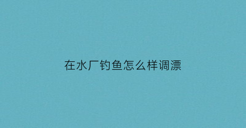 在水厂钓鱼怎么样调漂(在水厂钓鱼怎么样调漂好)