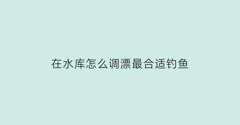 在水库怎么调漂最合适钓鱼(水库钓鱼浮漂怎么调图解)