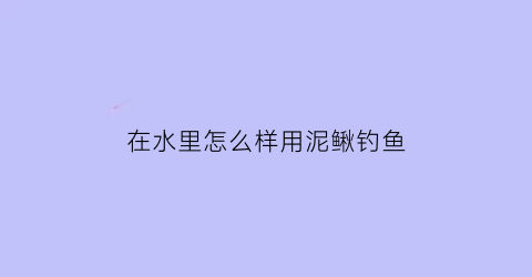 在水里怎么样用泥鳅钓鱼(在水里怎么样用泥鳅钓鱼视频)