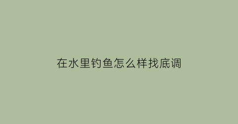 在水里钓鱼怎么样找底调