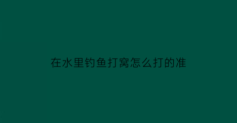 在水里钓鱼打窝怎么打的准(在水中钓鱼)