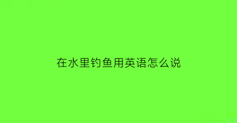 在水里钓鱼用英语怎么说