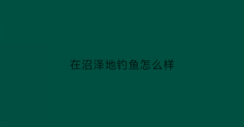 “在沼泽地钓鱼怎么样(在沼泽地钓鱼怎么样才能钓到)