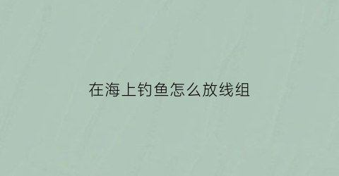 在海上钓鱼怎么放线组(在海上钓鱼用什么鱼竿)