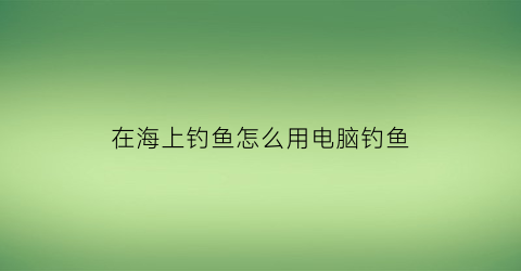 在海上钓鱼怎么用电脑钓鱼(在海上钓鱼怎么用电脑钓鱼呢)