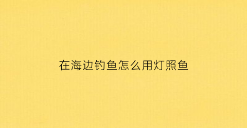 在海边钓鱼怎么用灯照鱼(海边钓鱼用什么钓法)