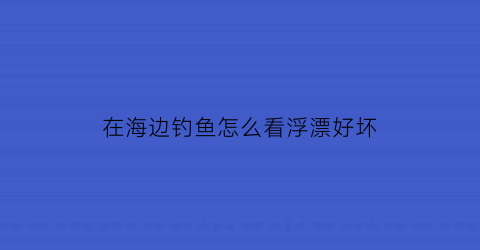 在海边钓鱼怎么看浮漂好坏(海边钓鱼怎么调漂)