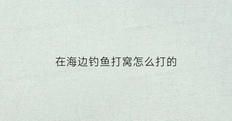 “在海边钓鱼打窝怎么打的(在海边钓鱼打窝怎么打的呢)