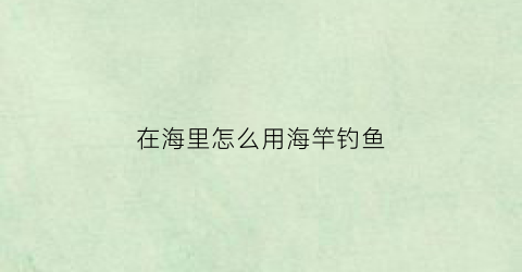 “在海里怎么用海竿钓鱼(海杆在海里钓用什么饵料)