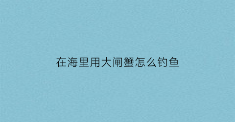 “在海里用大闸蟹怎么钓鱼(在海里用大闸蟹怎么钓鱼视频)