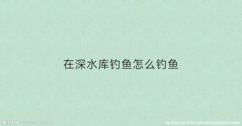 在深水库钓鱼怎么钓鱼(在深水库钓鱼怎么钓鱼视频)