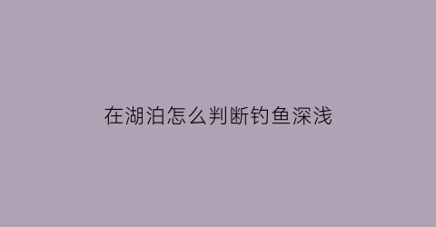 在湖泊怎么判断钓鱼深浅(在湖里钓鱼如何选钓位)