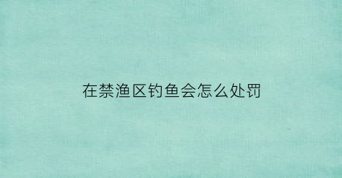 在禁渔区钓鱼会怎么处罚(在禁渔区捕鱼)