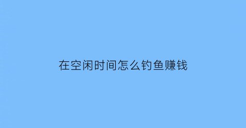 “在空闲时间怎么钓鱼赚钱(钓鱼怎么能挣钱)